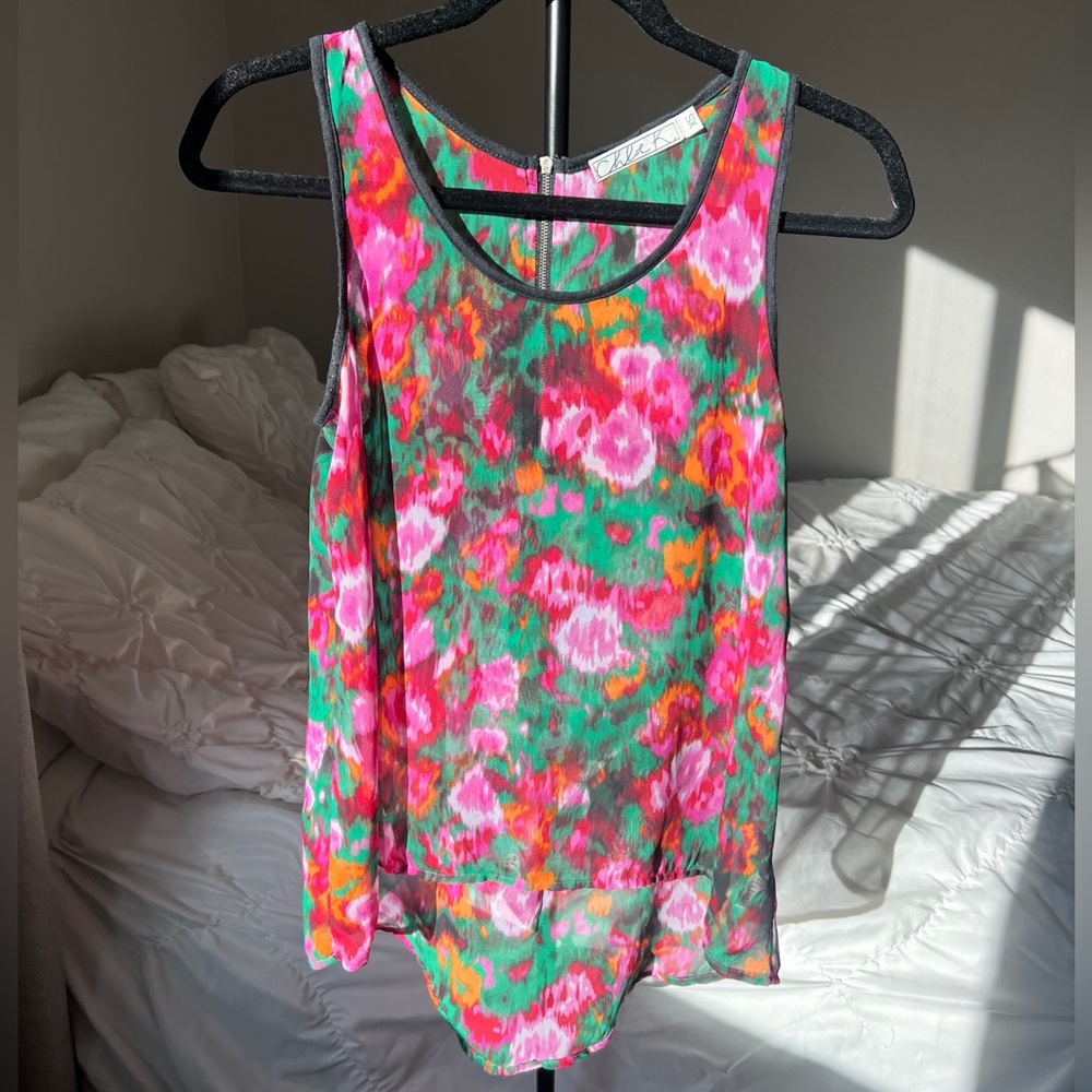 Chloe K Sheer Floral Flowy Sleeveless Top - Size XS